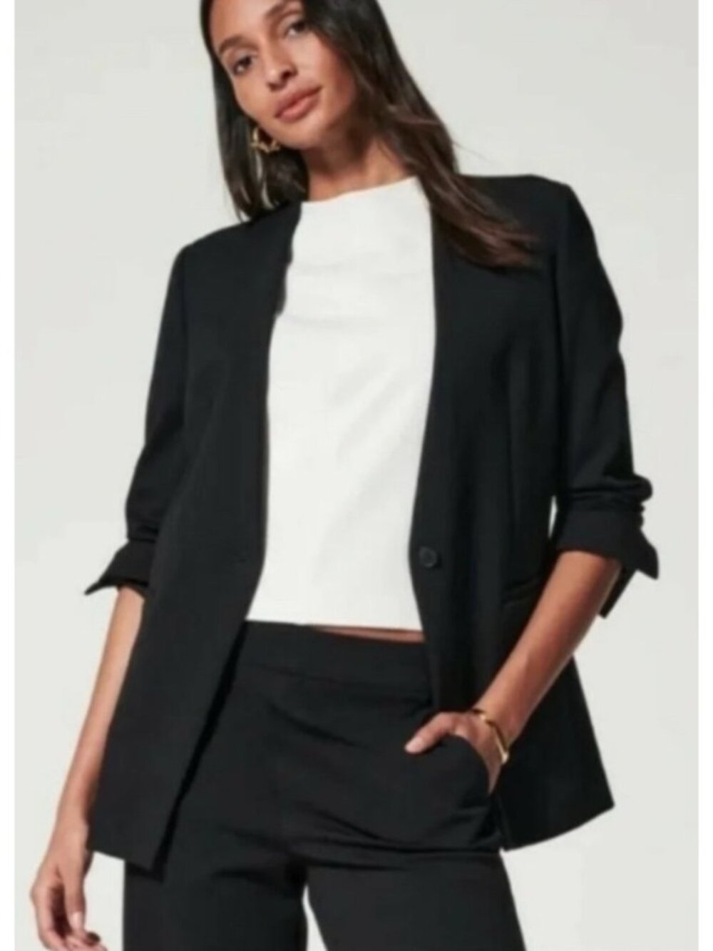 NEW Spanx the Perfect Collarless Blazer Jacket Black Medium Business Casual